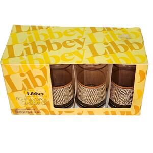 Vintage MCM Set of 8 Libbey Woodhue Tumbler Glasses 12 oz New In Box